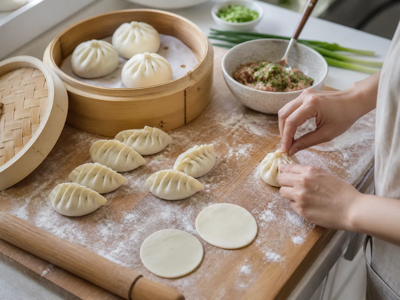 Assorted handmade Chinese pastries and dim sum arranged on a dining table / 餐桌上摆放的多款手工中式面点与点心